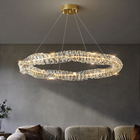 Crystal lighting or glass drop chandelier with gold color, which is the crystal chandelier for living room.