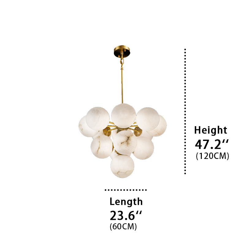 Medium Aelios Chandelier Size with 15 shades, lamp height 47.2 inches, lamp length 23.6 inches