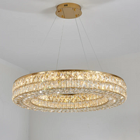 Close-up photo of Cacci Circle crystal lighting.