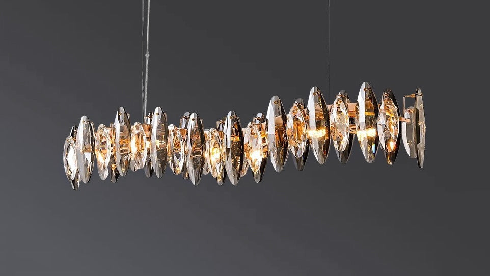 Crescent black crystal chandelier ON Display