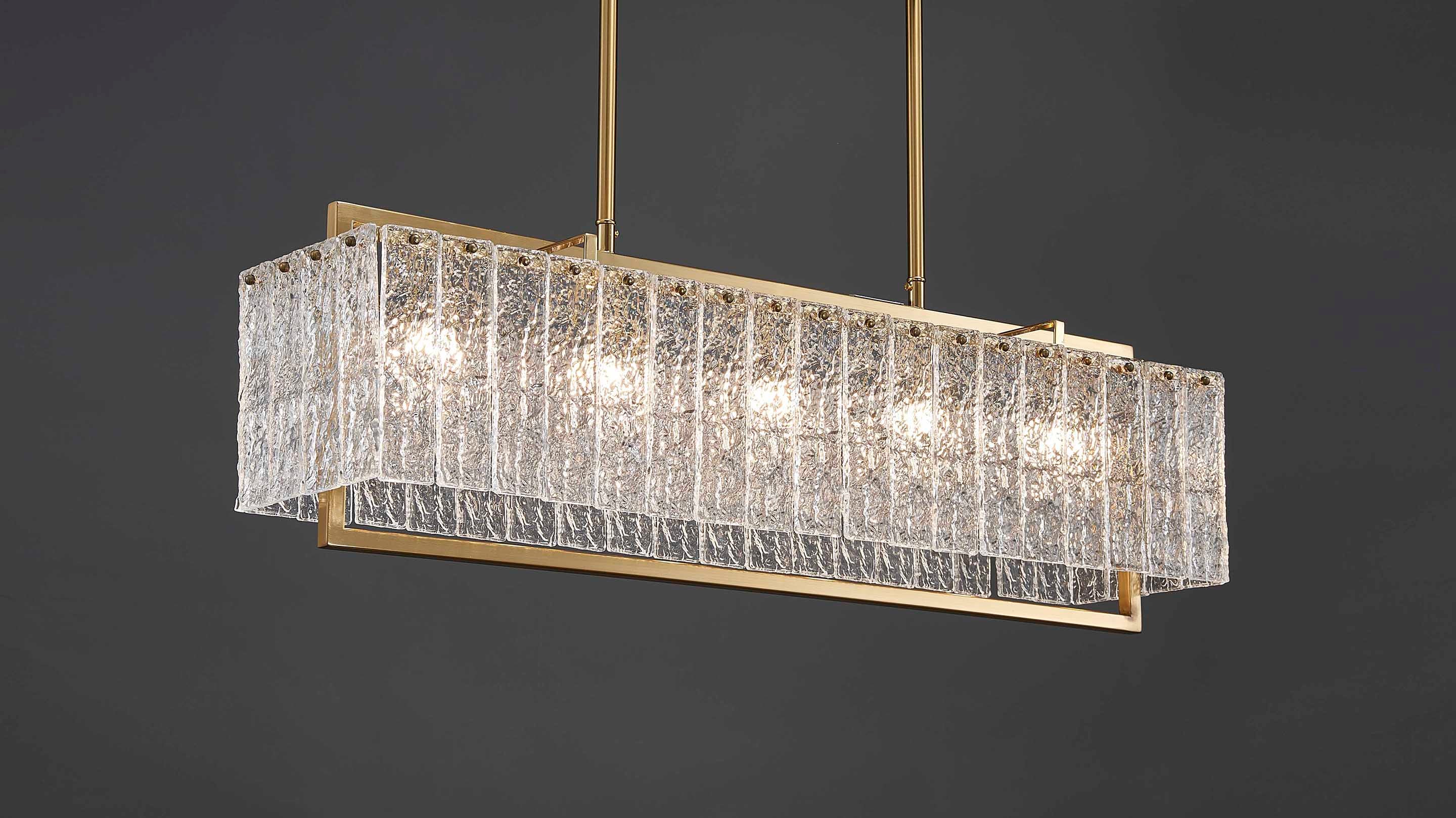 Hestia rectangular crystal chandelier  Turn On Display.