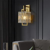 A Hestia crystal wall sconce on display in the living room.