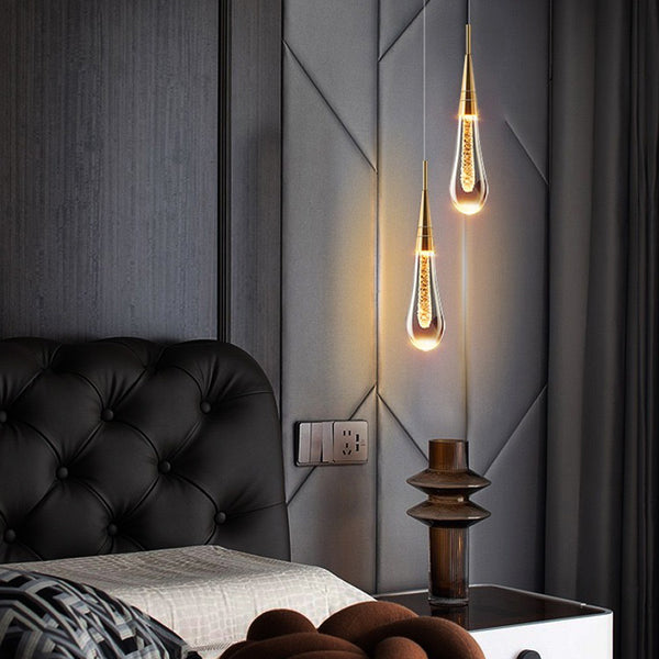 Indura crystal small chandelier with gold metal finishes for bedside lighting decoration on both sides of the bedroom