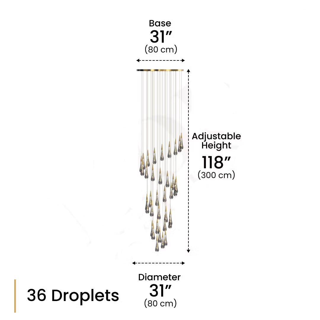 80cm Size Indura Staircase crystal lighting Diameter 31"; Adjustable Height 118"