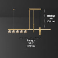 Koper crystal lighting Size, the lamp hanging height is 19.6 inches, the lamp length is 55.1 inches.