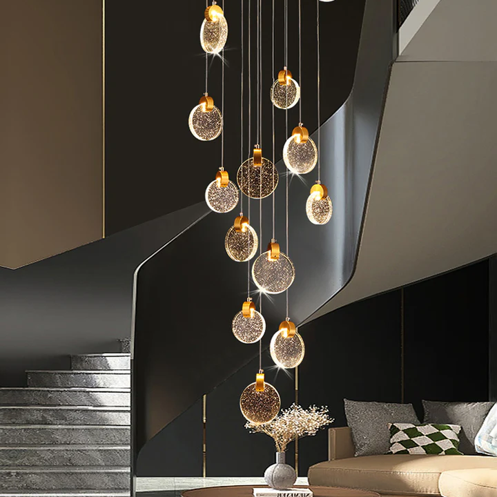 Mira crystal pendant light for stairwell