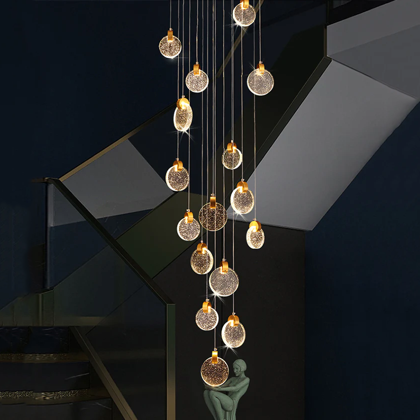 Mira crystal chandelier for stairwell