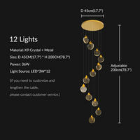 Mira crystal lighting for 12 lights size: 17.7*78.7 inch