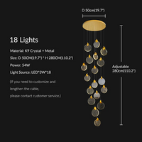 Mira crystal lighting for 18 lights size: 19.7*110.2 inch