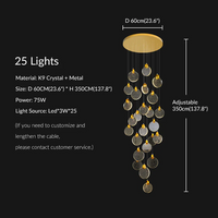 Mira crystal lighting for 25 lights size: 23.6*137.8 inch