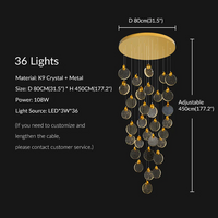 Mira crystal lighting for 36 lights size: 31.5*117.2 inch