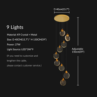 Mira crystal lighting for 9 lights size: 15.7*59 inch