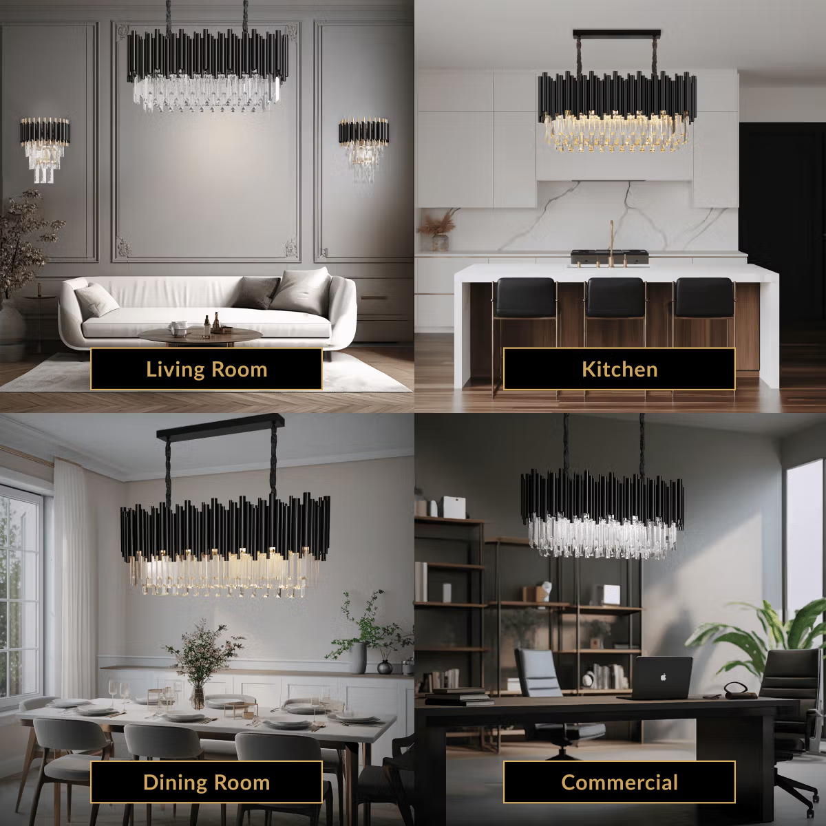 Obsidian Rectangular Chandelier