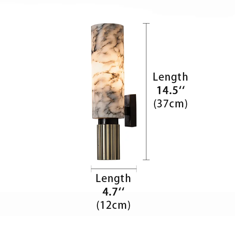 Dimensional drawing of the Tera Wall Sconce with a light height of 14.5 inches and a light width of 4.7 inches.