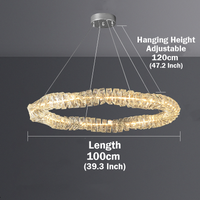 Dimensional drawing of the Troli round crystal chandelier with a light height of 47.2 inches and the crystal lighting Length of 39.3 inches.