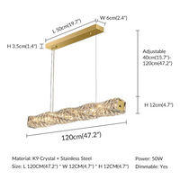 Dimensional drawing of the Troli crystal pendant light with a light height of 4.7 inches and the crystal  lighting width of 47.2 inches.