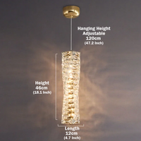 Dimensional drawing of the Troli crystal small chandelier with a light height of 18.1 inches and the crystal lighting width of 4.7 inches.