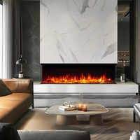 electric fireplace insert with red flume in the living room