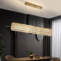 Rectangular crystal chandelier of Cacci in dinning room, the best crystal lighting of MOSA Lighting.