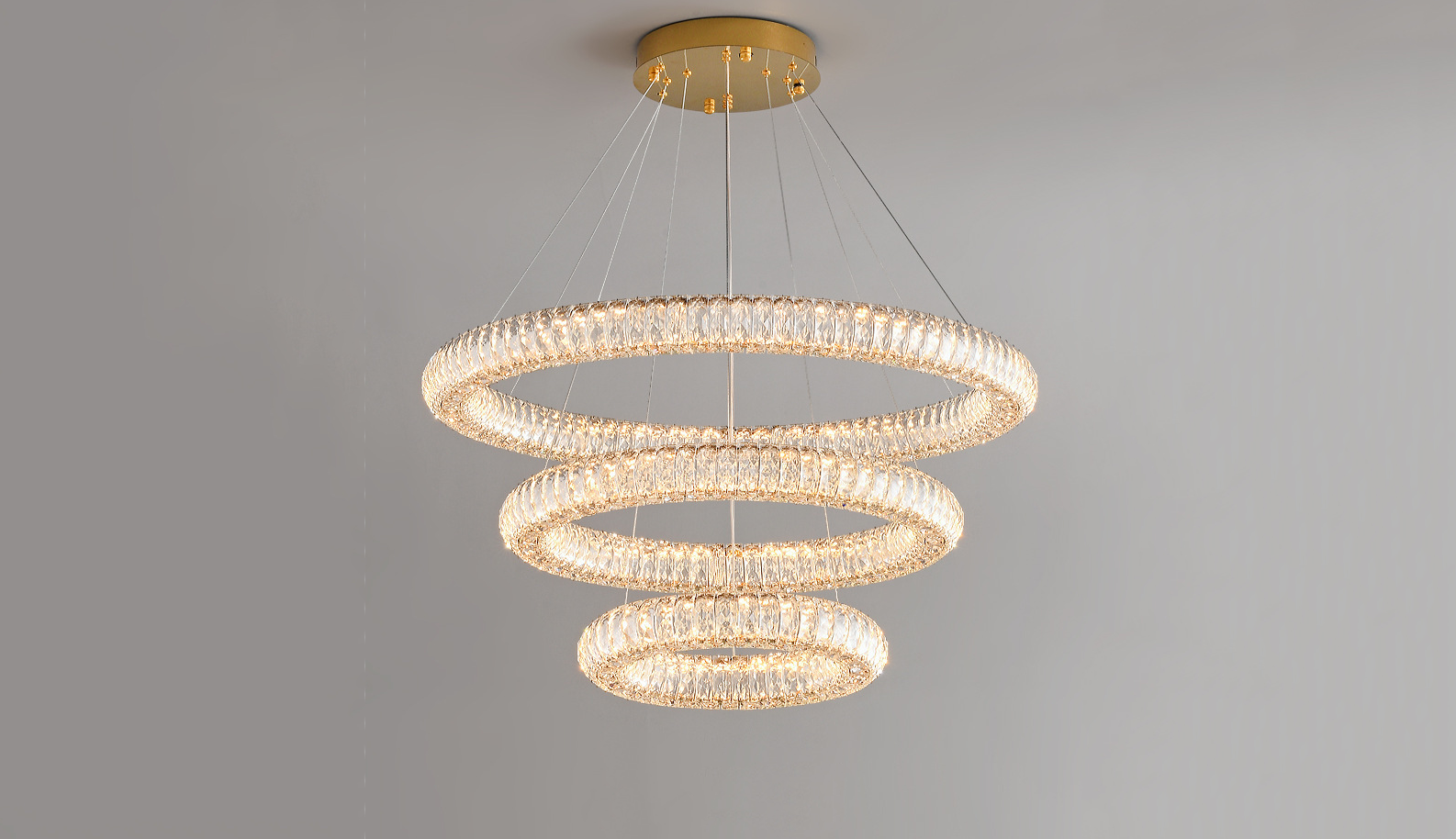 Jana crystal round chandelier turn on